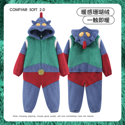 男童冬季连体睡衣儿童珊瑚绒睡袋