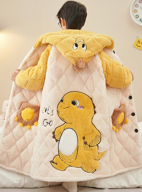 2025新款奶龙三层夹棉睡衣儿童冬季家居服睡袍加厚加绒款男初中生