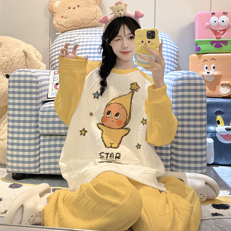 少女冬季可外穿卡通家居服套装