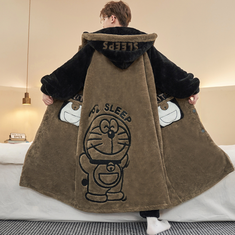 冬季珊瑚绒睡衣青少年浴袍家居服