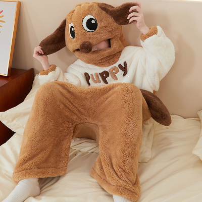 儿童睡衣珊瑚绒女童冬季连体睡袋