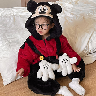 女童睡衣儿童冬季珊瑚绒连体衣2025新款中大童家居服女孩卡通睡袋