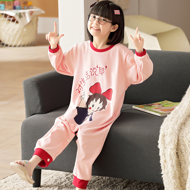 儿童连体睡衣女孩可爱连衣裙2021新款春秋连体衣女宝宝家居服纯棉