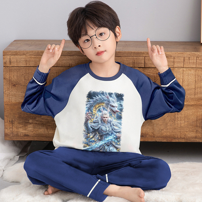 男童睡衣纯棉秋季长袖儿童薄套装