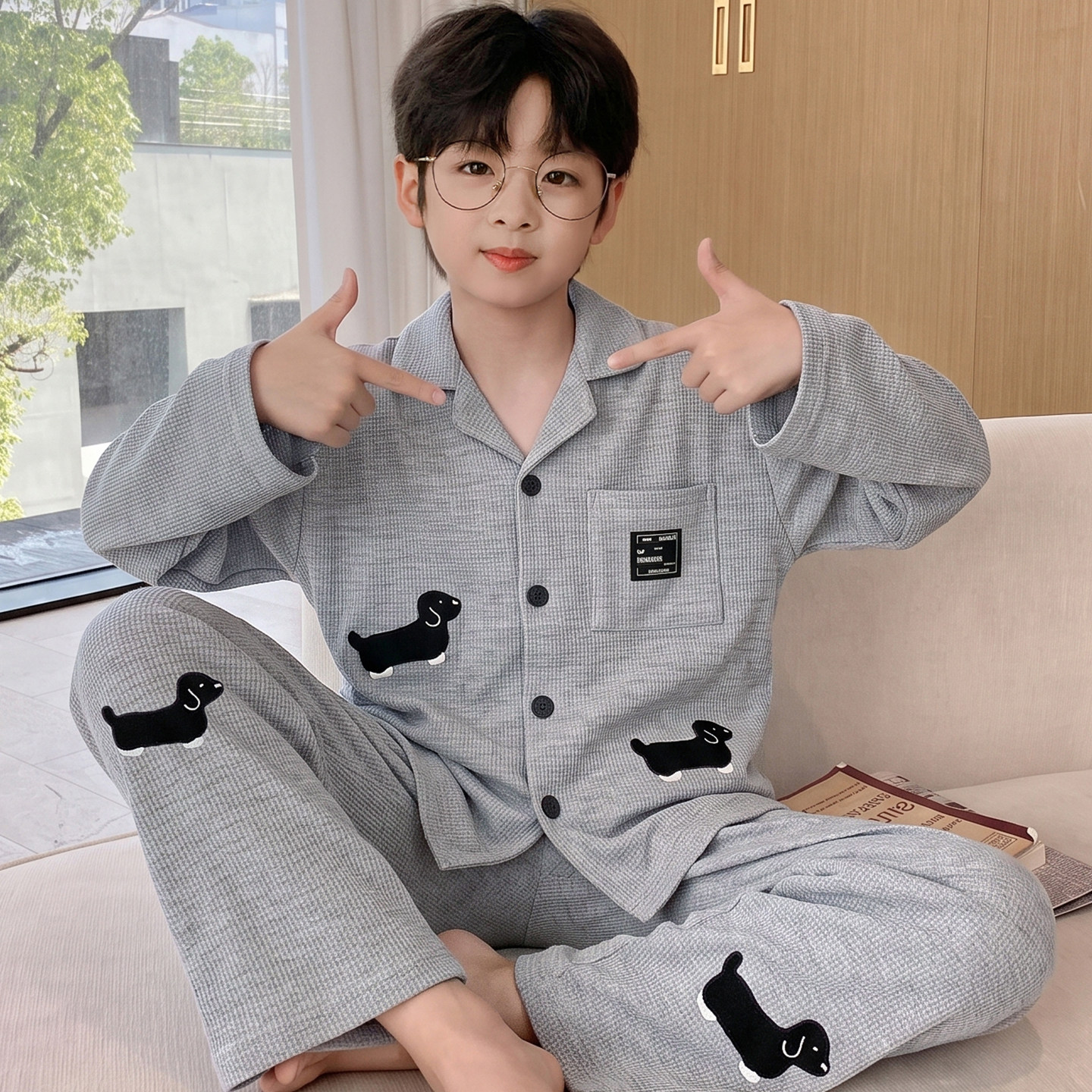 纯棉儿童睡衣高级感青少年家居服