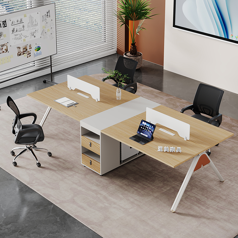 深圳智能职员办公桌员工位带密码锁柜加长款工位屏风卡座职员桌椅