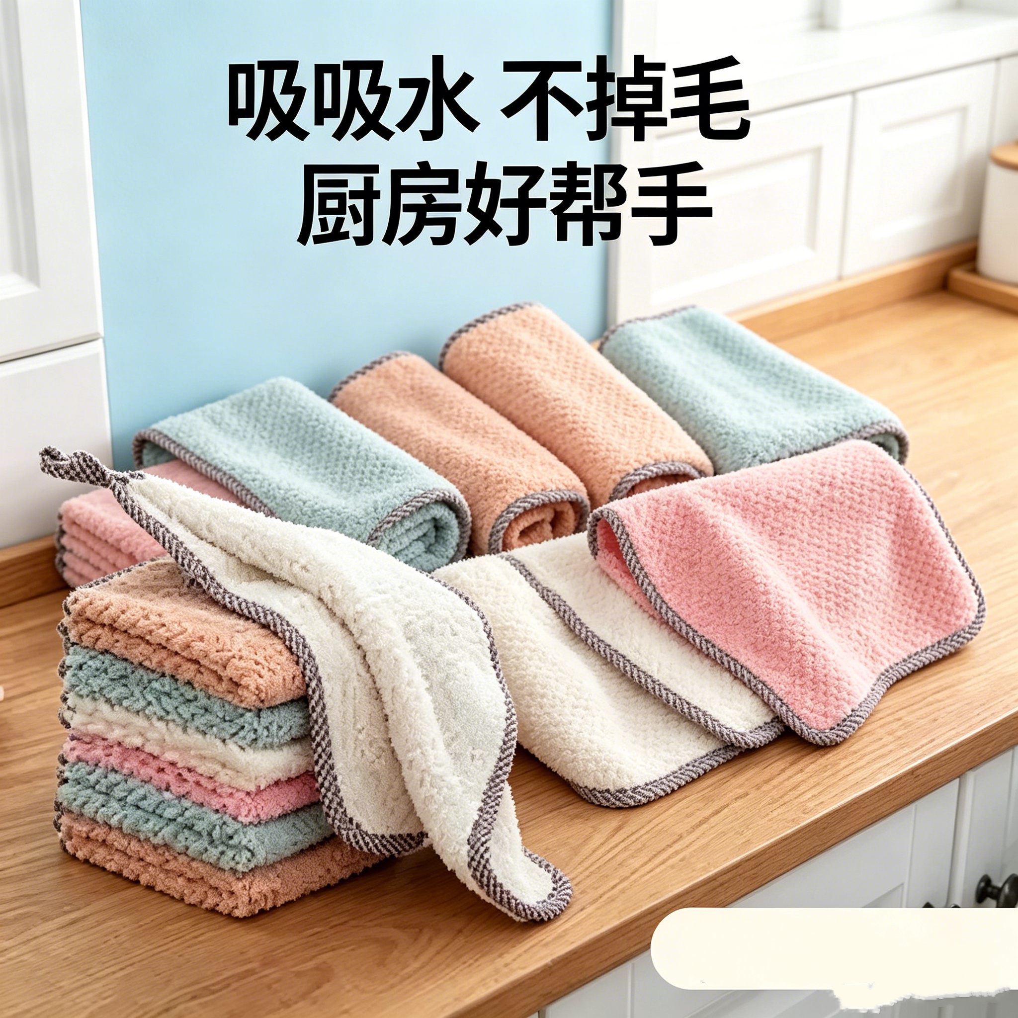 珊瑚绒悬挂式吸水擦手巾图片