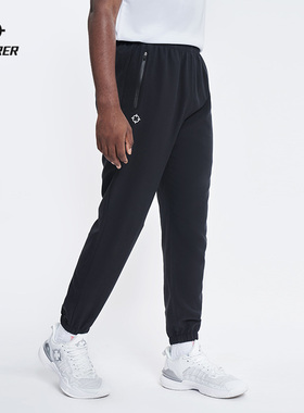 准者运动裤子速干男士春季梭织冰丝长裤透气篮球训练黑色束脚卫裤