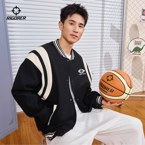 准者经典棒球服男士秋冬季新款插肩防风保暖呢子美式复古夹克外套