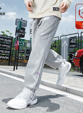 准者官方奥莱店卫裤宽松显瘦男直筒长裤抽绳束脚裤加绒休闲运动裤