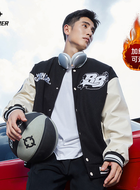 准者旋风棒球服秋冬情侣同款保暖加厚外套潮流美式加绒棉服夹克