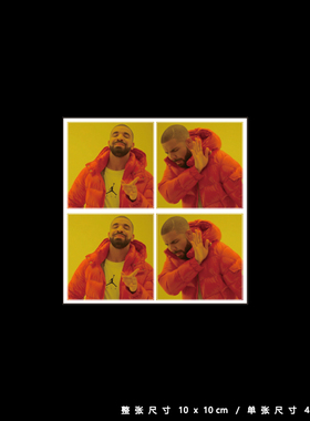 MEMES梗图 Drake 磨砂膜防水PVC贴纸笔记本电脑行李箱手机贴纸