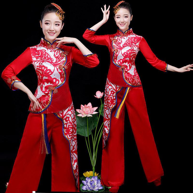 秧歌服演出服2020年新款女套装扇子舞民族风张灯结彩灯笼舞蹈服装