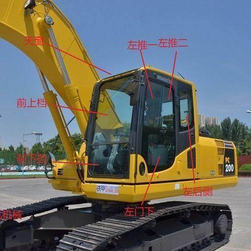 小松挖掘机玻璃PC360-8/120/220/200-8前档风下后挡右臂钢化玻璃