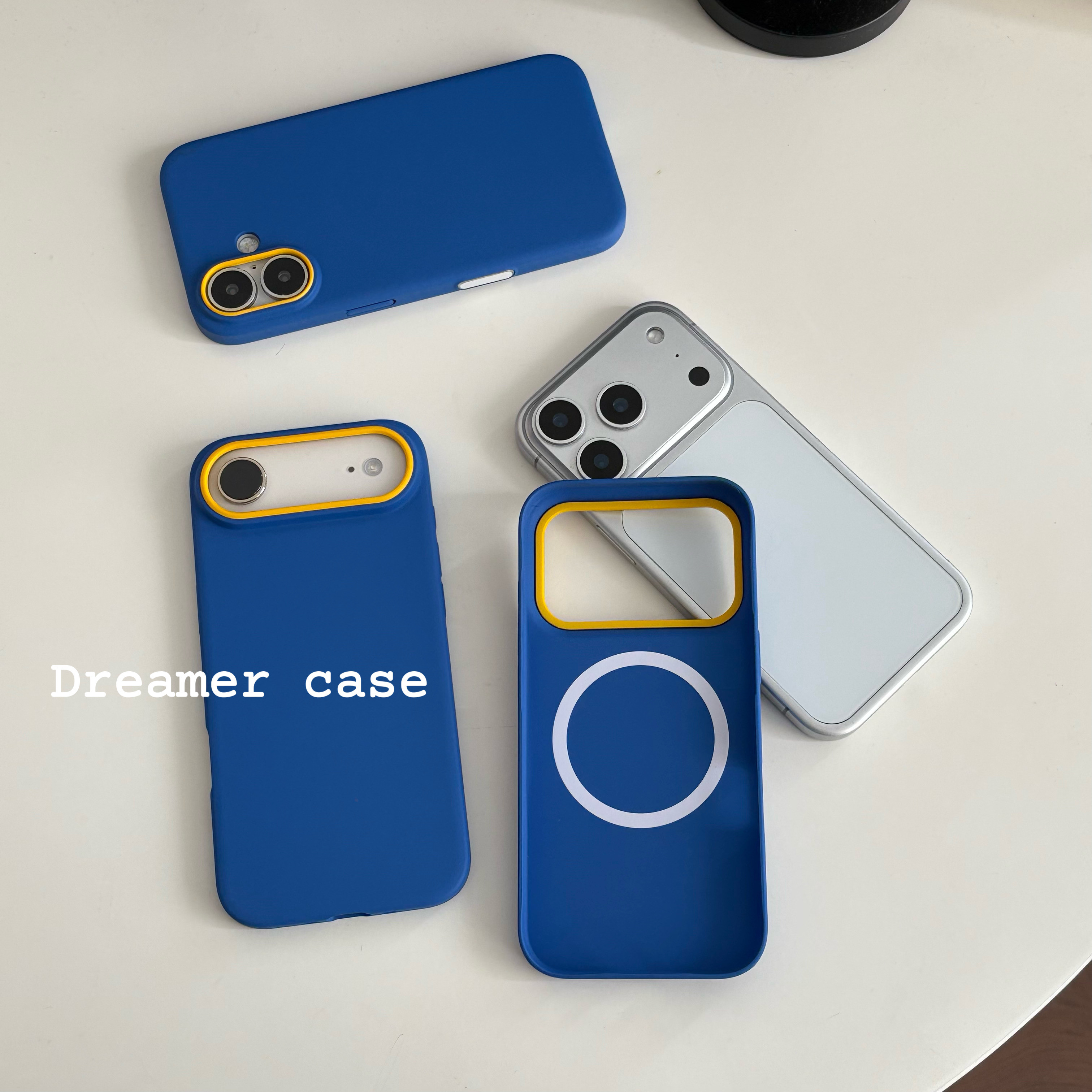 Dreamer｜简约高级磨砂克莱因蓝撞色手机壳适用苹果17pro Max/16pro/15pro亚克力全包保护套iPhone Air防摔图片