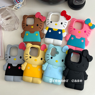 Dreamer｜韩国ins博主同款立体Kitty猫硅胶手机壳适用苹果17pro Max全包iPhone16/15/14/13/12全包防摔保护套