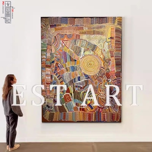 聚财中古风客厅装 饰画抽象小众艺术落地画多巴胺高级轻奢大气挂画