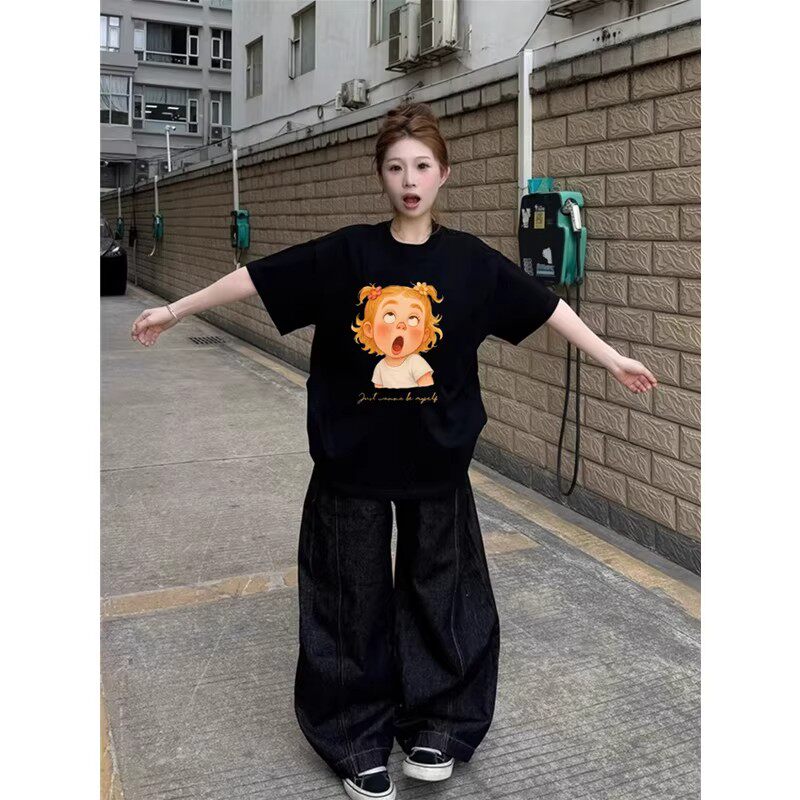 重磅纯棉短袖t恤女夏2026新款爆款学生宽松设计感小众巨好看上衣