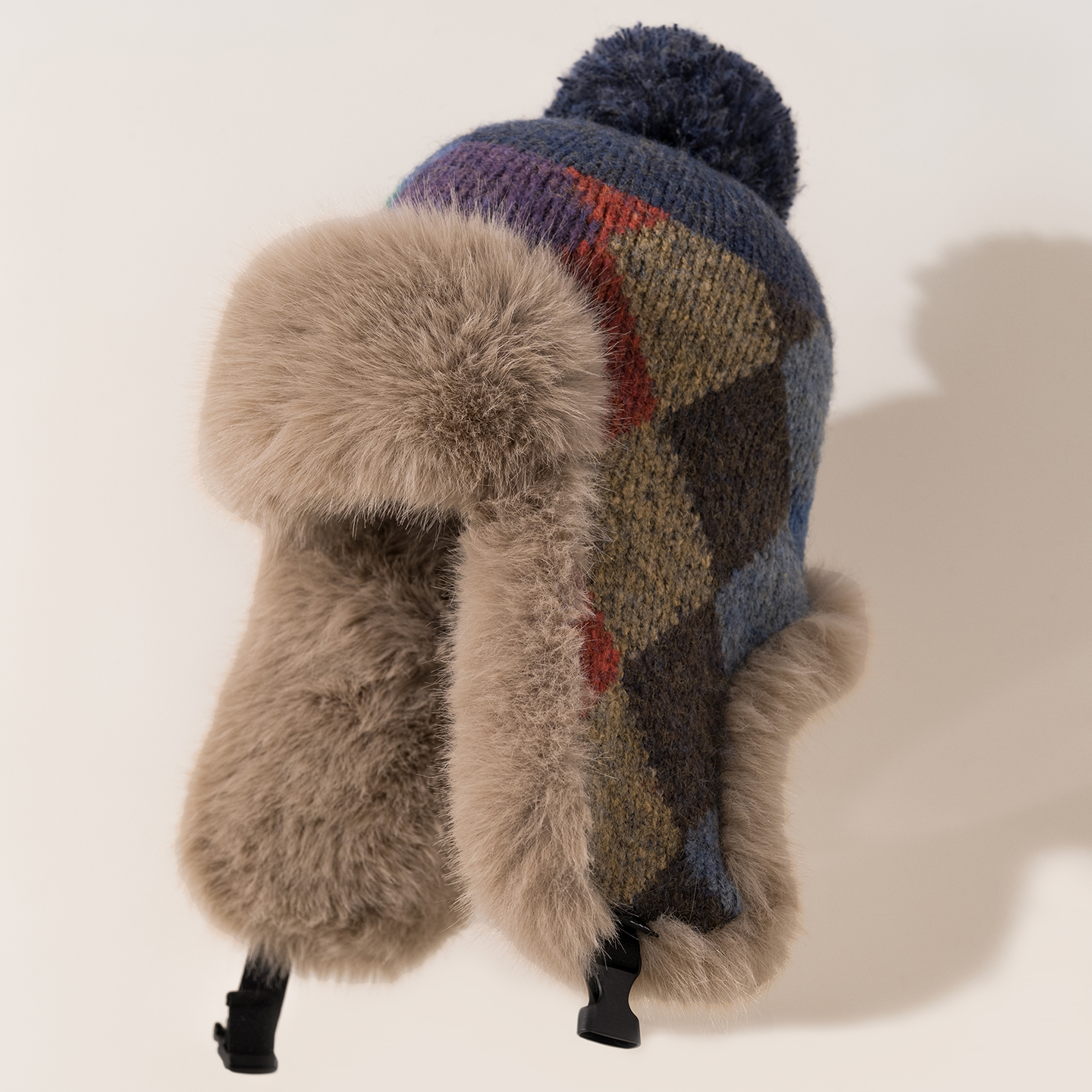 加绒加厚针织雷锋帽女毛绒冬季