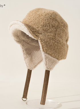 里外绒护耳帽女加厚保暖鸭舌雷锋帽冬季防风帽骑车防寒时尚年轻范