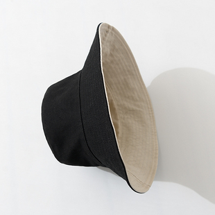 经典纯色渔夫帽女日系春夏遮阳帽双面可戴帽子全棉盆帽显脸小防晒