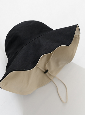 双面戴渔夫帽女大檐防晒防紫外线帽子日系uv太阳帽百搭遮阳帽折叠