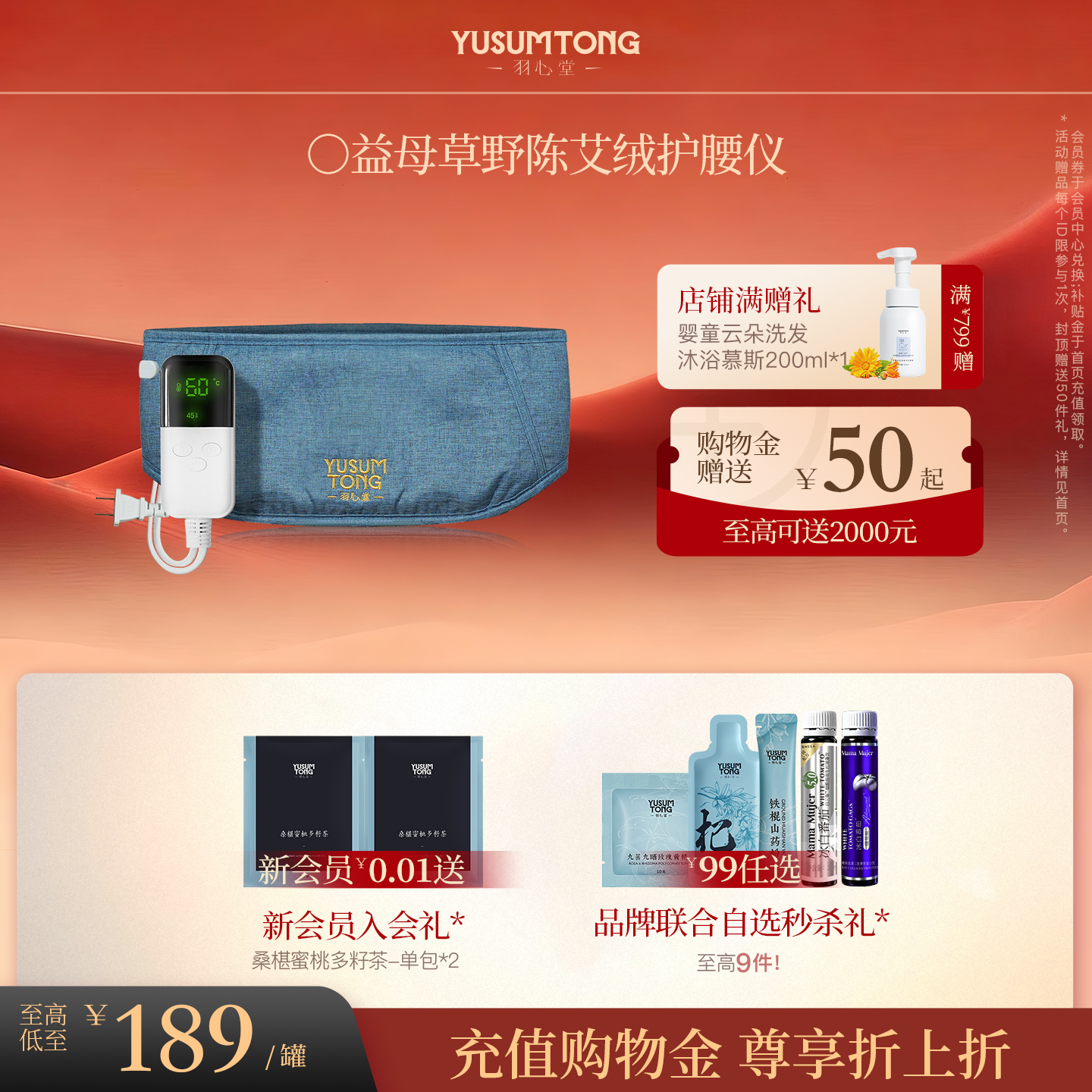 羽心堂艾绒护腰带艾灸宝家用坐垫保暖御寒垫护腰仪