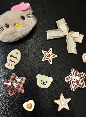 卡通洞洞鞋配饰适配croc鞋花装饰鞋扣毛绒蝴蝶结配件立体kt鞋花