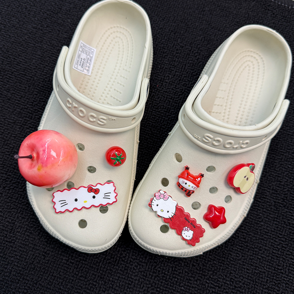 仿真苹果可爱卡通KT洞洞鞋波点蝴蝶结鞋花鞋扣配饰装饰