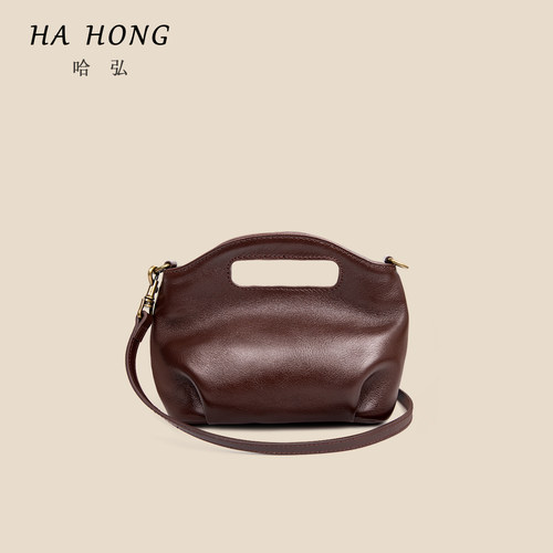 头层牛皮复古风女款单肩斜挎包