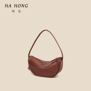 春夏新款 简约潮流腋下单肩斜挎包通勤百搭 高级感女士月亮包时尚