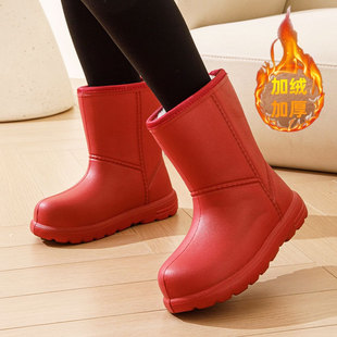 劳保鞋 防水雪地靴女士秋冬季 雨鞋 防滑保暖加绒加厚中筒鞋 2025新款