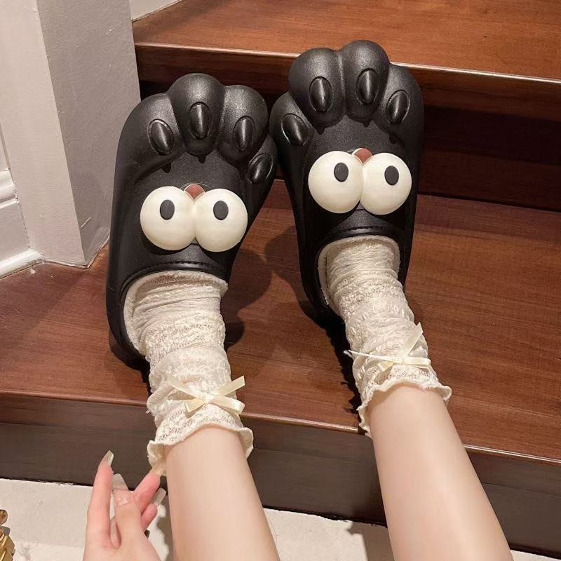 防水棉拖鞋女冬季新款加绒加厚居家棉拖防滑厚底外穿可爱猫爪拖鞋