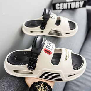 男夏季 拖凉鞋 新款 海边休闲男士 外穿踩屎感软底防滑运动凉鞋 沙滩鞋