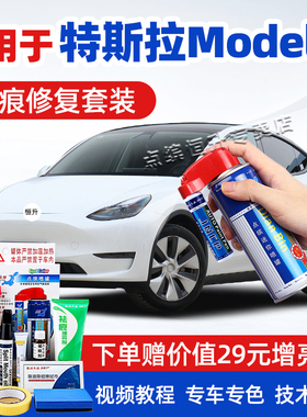 适用特斯拉ModelY黑色补漆笔珍珠白色汽车漆划痕修复冷光银自喷漆