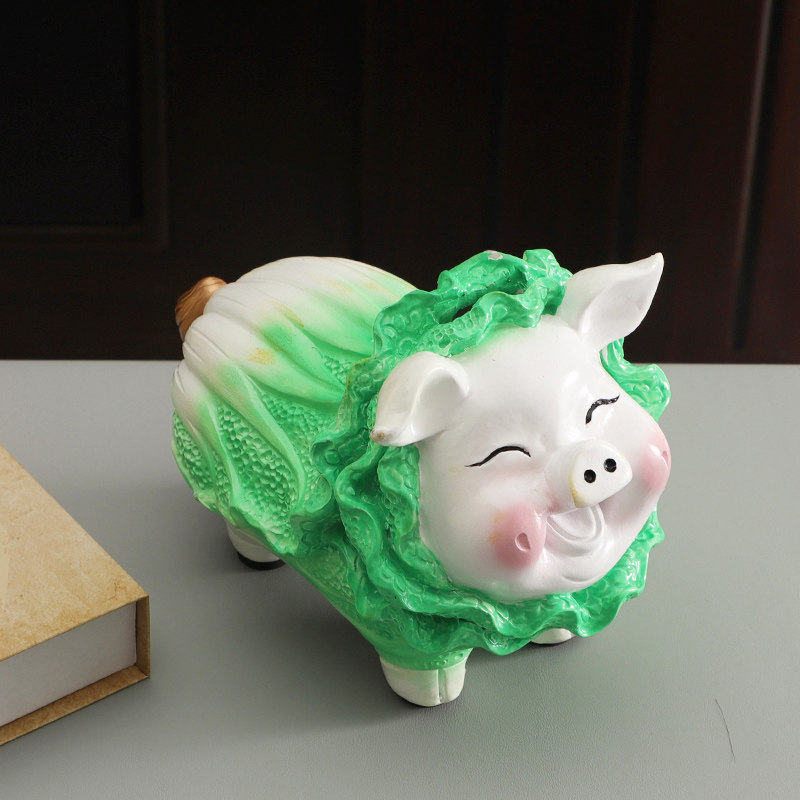 创意新中式搞怪摆放猪拱白菜客厅电视柜装饰玄关小众艺术摆件桌面