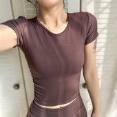 高级感瑜伽服上衣T恤女2026新款 运动短袖 速干透气晨跑步健身上衣