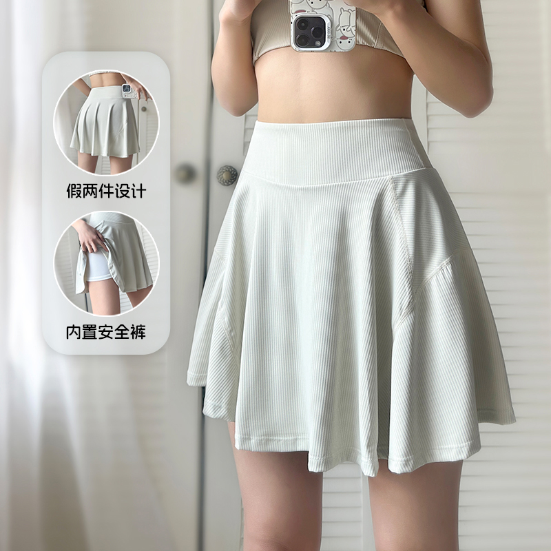 运动短裙女款防走光夏季薄款速干网球裙裤高腰显瘦户外跑步瑜伽服