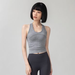LU同款 美背可外穿女 固定杯瑜伽背心带胸垫运动跑步健身防震长款