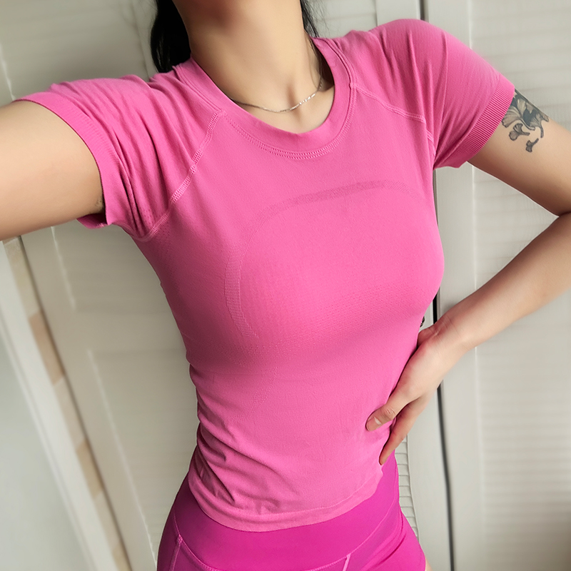 新款运动短袖速干透气紧身显瘦瑜伽服女款夏季跑步训练健身衣T恤