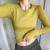 高弹运动上衣女长袖 显瘦性感跑步训练t恤健身服普拉提瑜伽服 修身