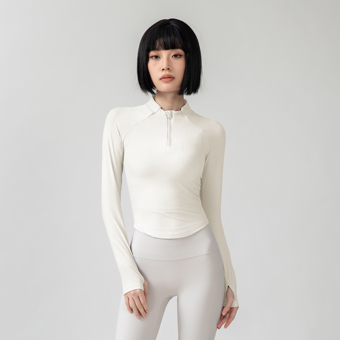 秋冬显瘦弹力运动上衣女紧身拉链瑜伽速干长袖T恤训练跑步健身服