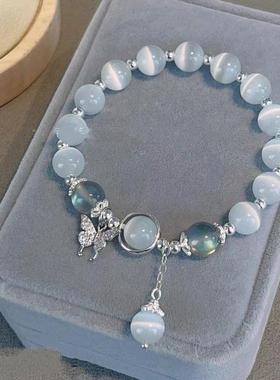 菩提手串冰透绕指柔渐变色粉色佛珠手链学生女男生盘玩圆珠送闺蜜