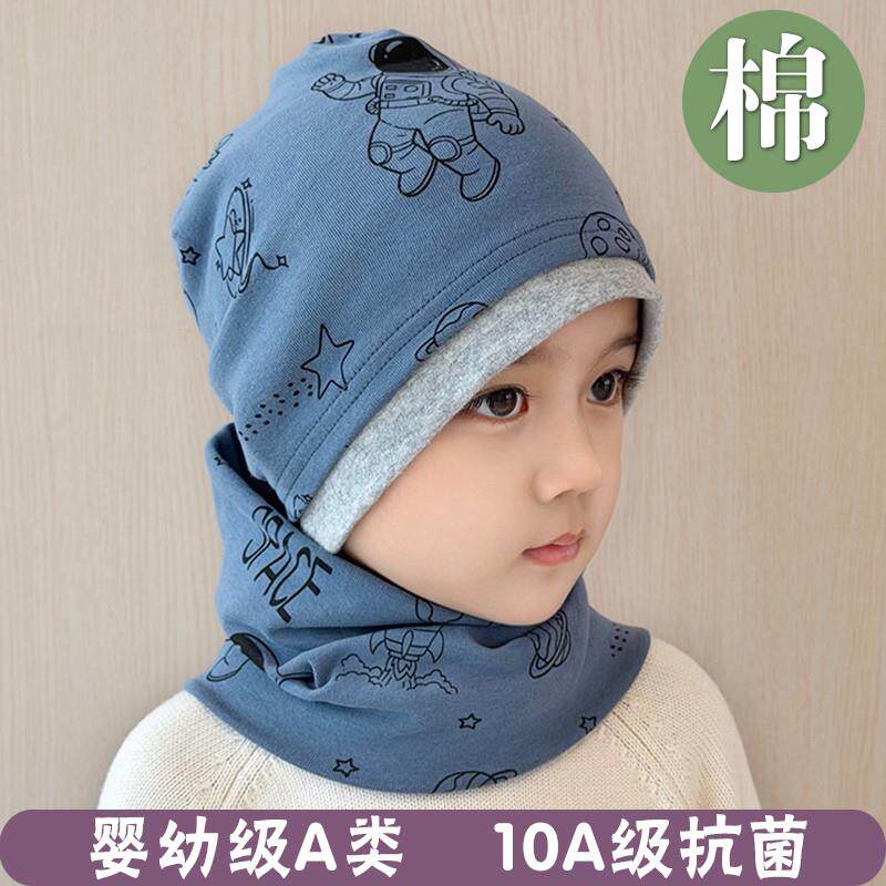 儿童纯棉帽子双层宝宝套头帽秋冬季男童堆堆帽包头帽护耳防风保暖