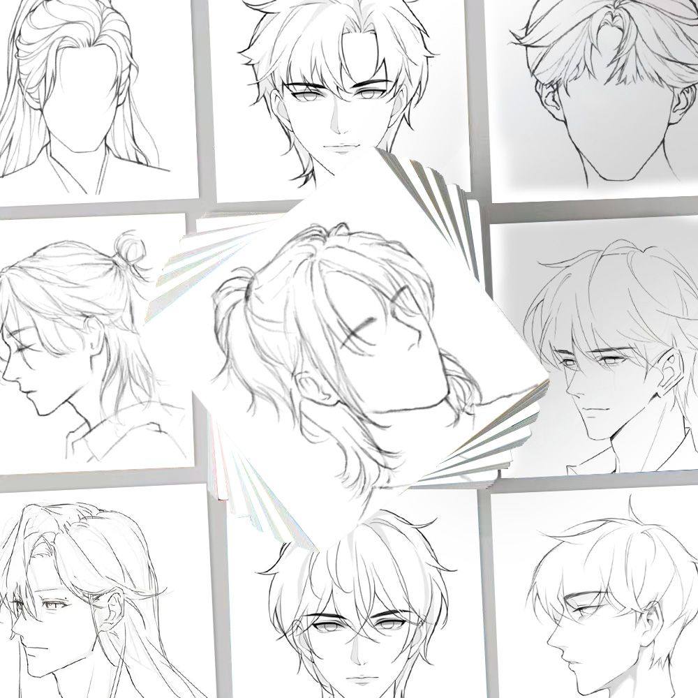 手绘发型练习素材贴纸美术生专用简约小众手机壳手账水杯平板贴画