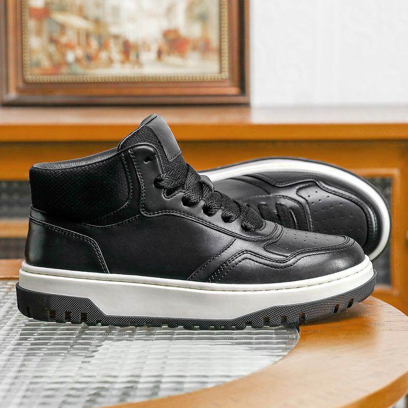德赛【空军升级款】头层牛皮高帮鞋男款保暖百搭休闲时尚潮流板鞋