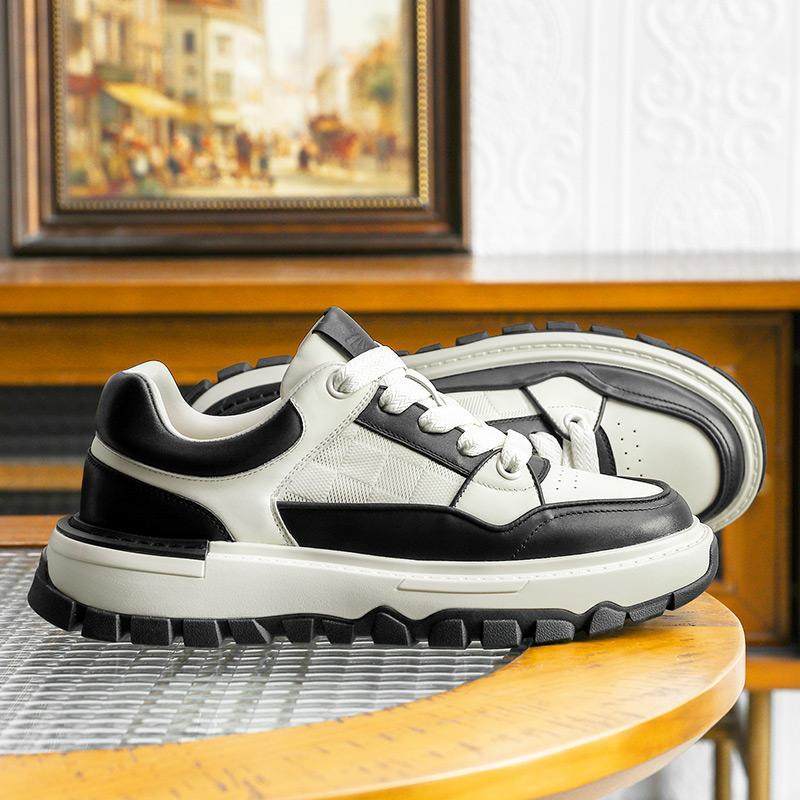 【德赛】冬季上新潮鞋潮流时尚百搭运动休闲鞋真皮厚底增高男鞋