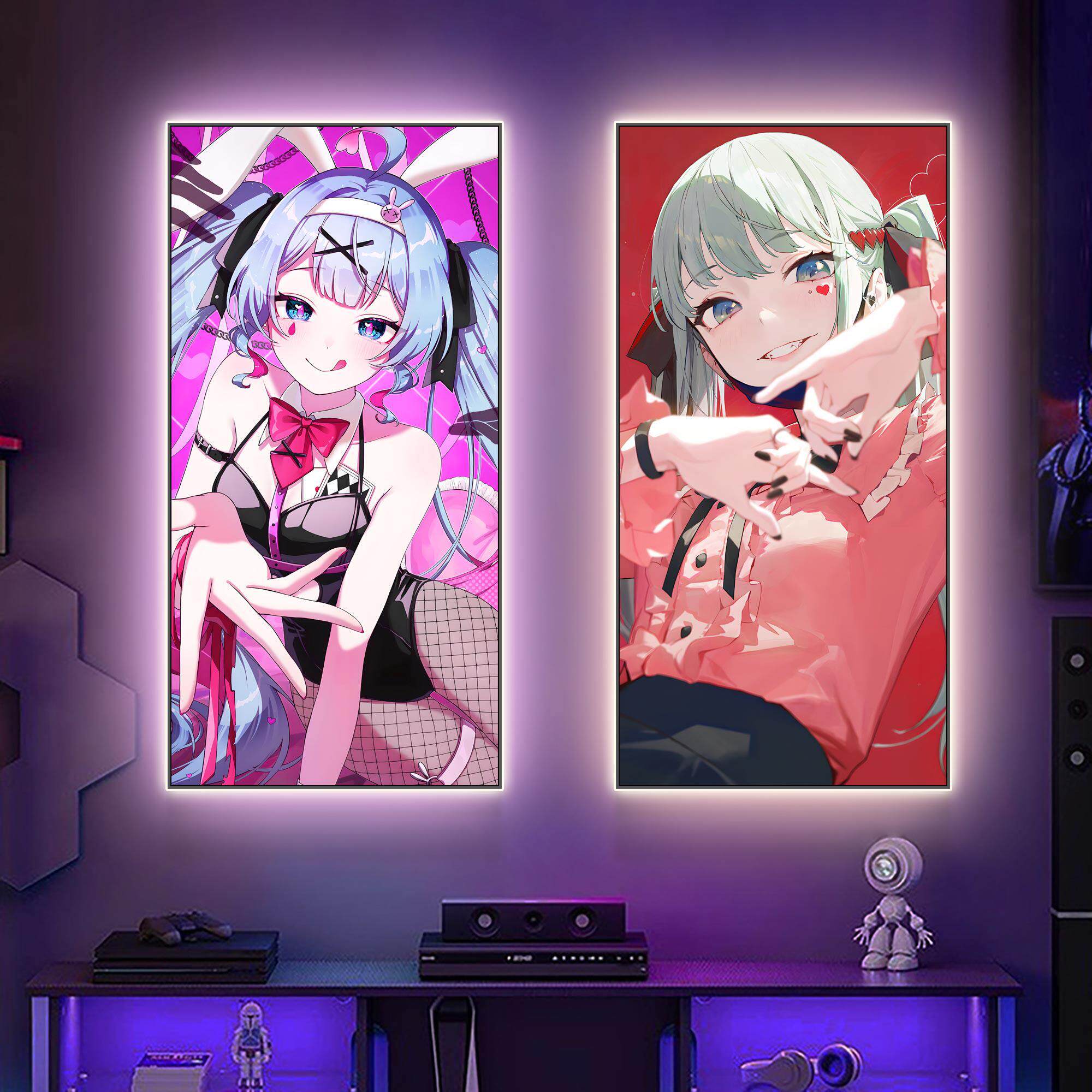 初音未来挂画电竞房间发光画氛围墙面装饰画网吧动漫人物海报壁画