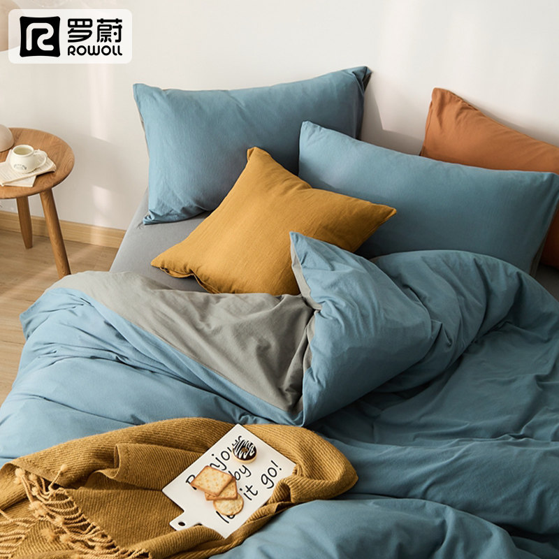 Solid Tianzhu cotton Naked Four piece suit Cotton pure cotton Simplicity Knitted Cotton Quilt cover sheet The bed Suppliesin the Bedclothes , Bedding Sets/Family of four/Multiple sets of  category - from Buy2taobao.com to provide professional Taobao agent buy service