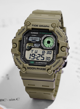 casio卡西欧手表男小方块正品复古100m防水电子表WS-1700海外直邮